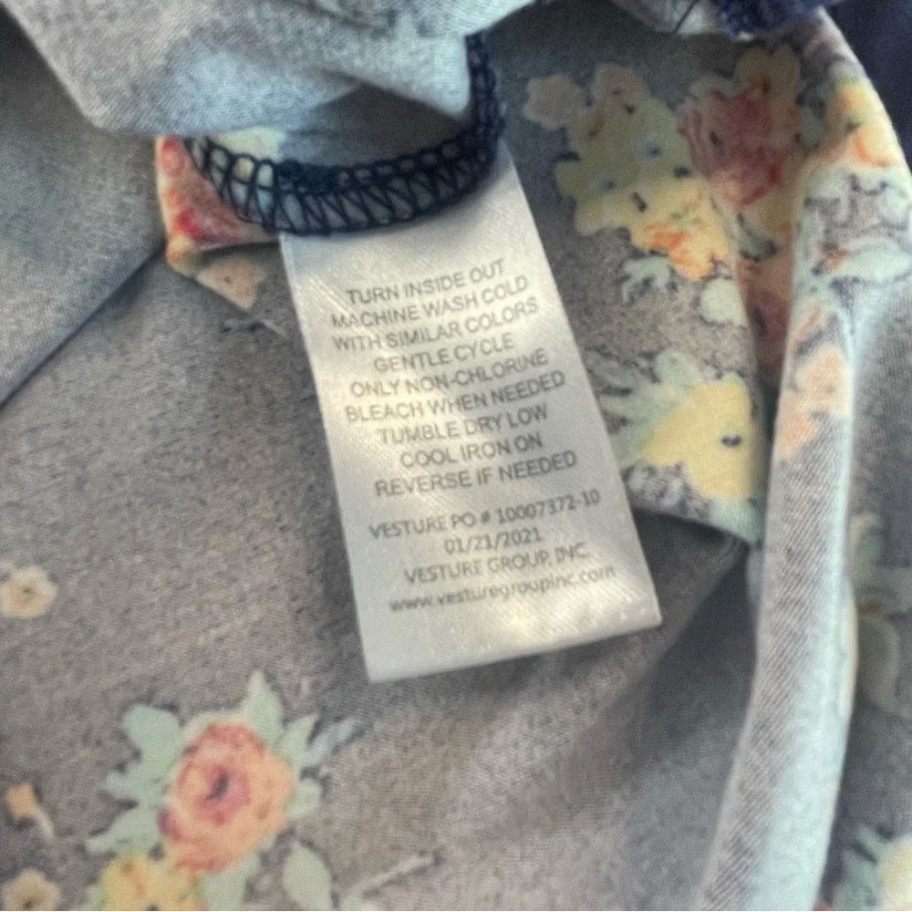 Pink & Violet Girls 10/12 Navy Blue Floral Faux Wrap Dress PRELOVED